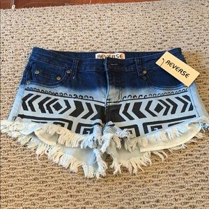 reverse ombré jean shorts hand painted design